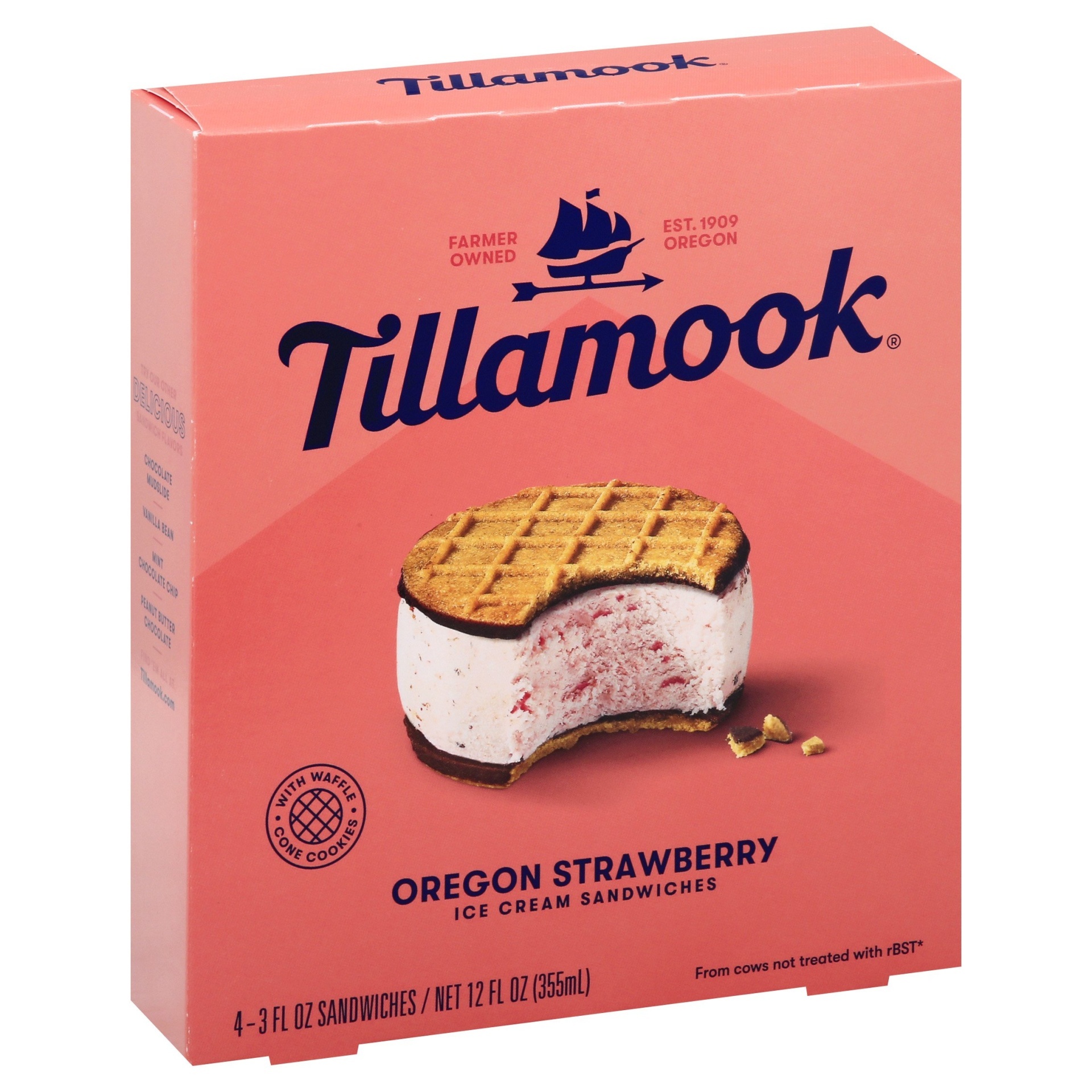 slide 1 of 1, Tillamook Oregon Strawberry Ice Cream Sandwich - 12oz/4ct, 4 ct