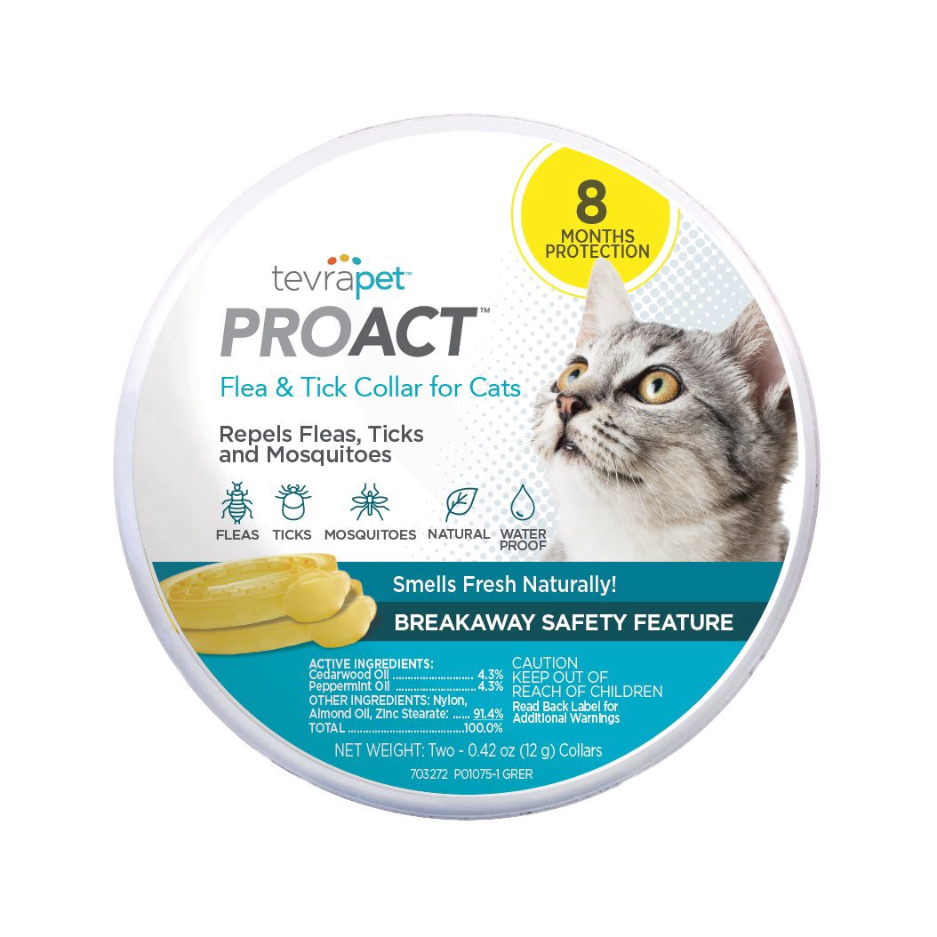slide 1 of 1, Tevra Pet ProAct Flea & Tick Collar for Cats, 2 ct
