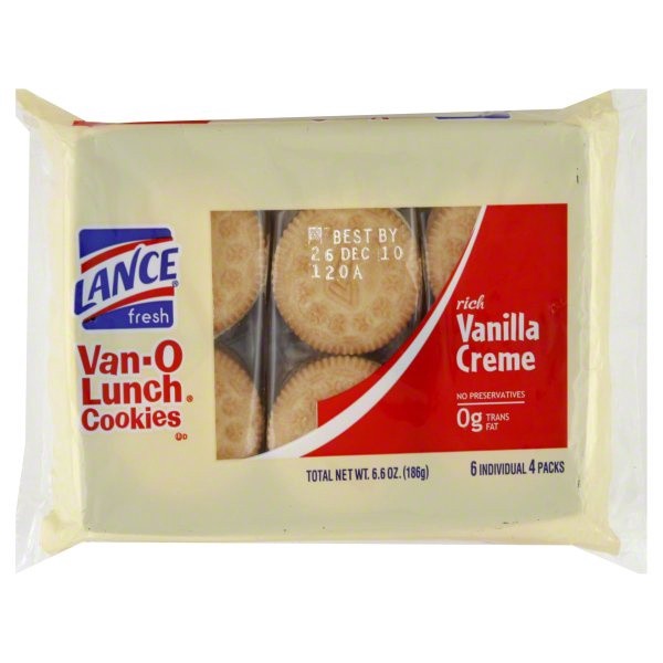 slide 1 of 5, Lance Sandwich Cookies, Nekot Vanilla Creme, 6 Ct, 6.6 oz