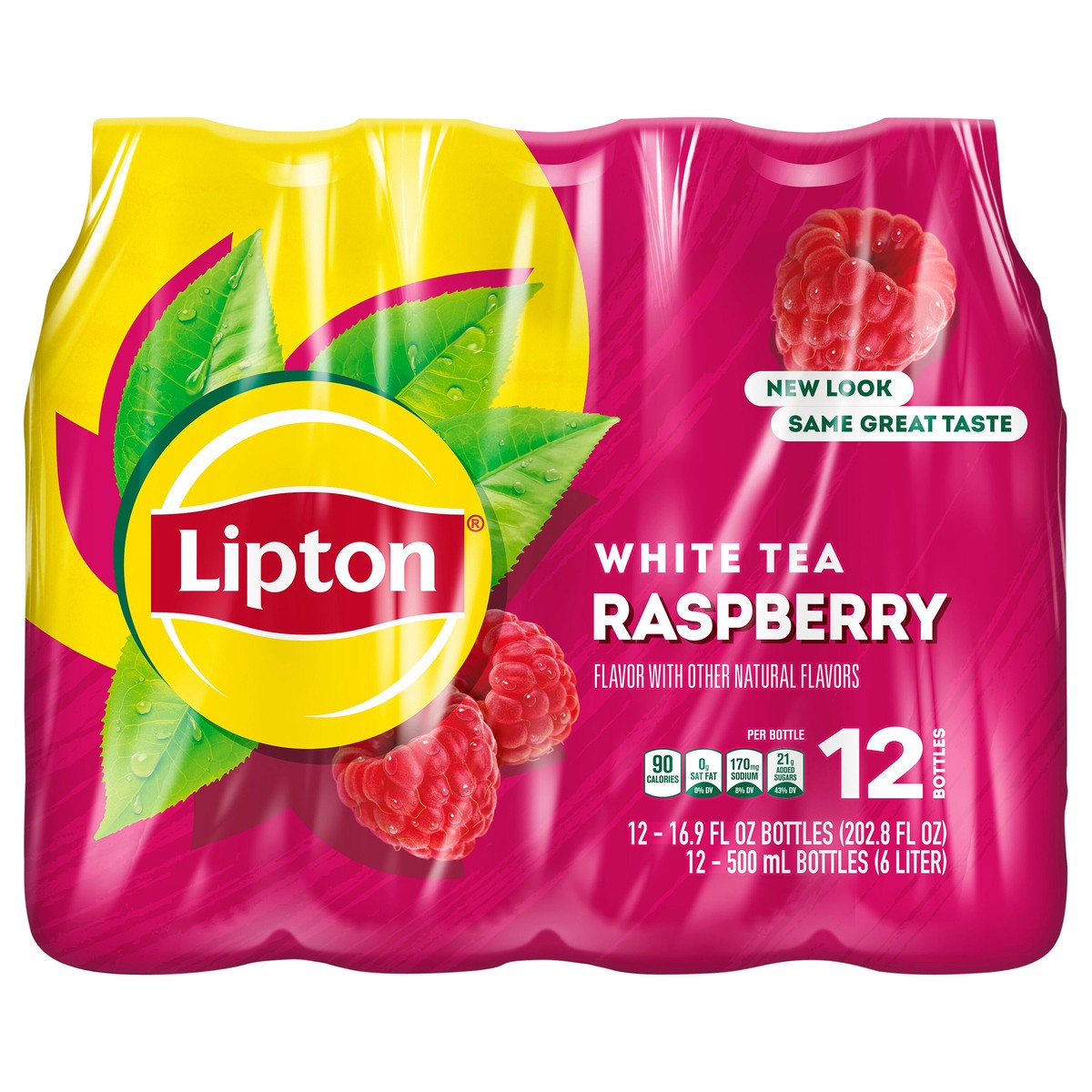 slide 1 of 3, Lipton White Tea Raspberry 16.9 Fl Oz 12 Count, 12 ct