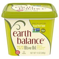 Earth Balance Plant Butter With Olive Oil, Whipped Plant Based Oil Spread, 13-oz. Tub