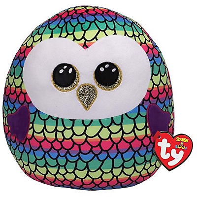 slide 1 of 1, TY Owen - Rainbow Color Owl Squish A Boos Plush, 10 in