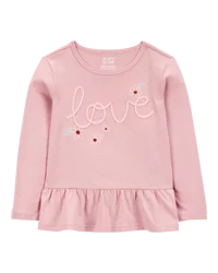 Carter's Baby Love Long-Sleeve Peplum Top - Pink Pink 18M