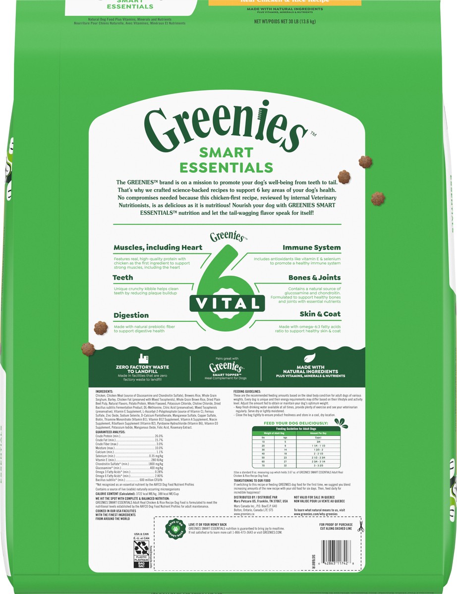 slide 10 of 16, Greenies Smart Essentials Adult High Protein Dry Dog Food Real Chicken & Rice Recipe, 30 lb. Bag, 30 lb