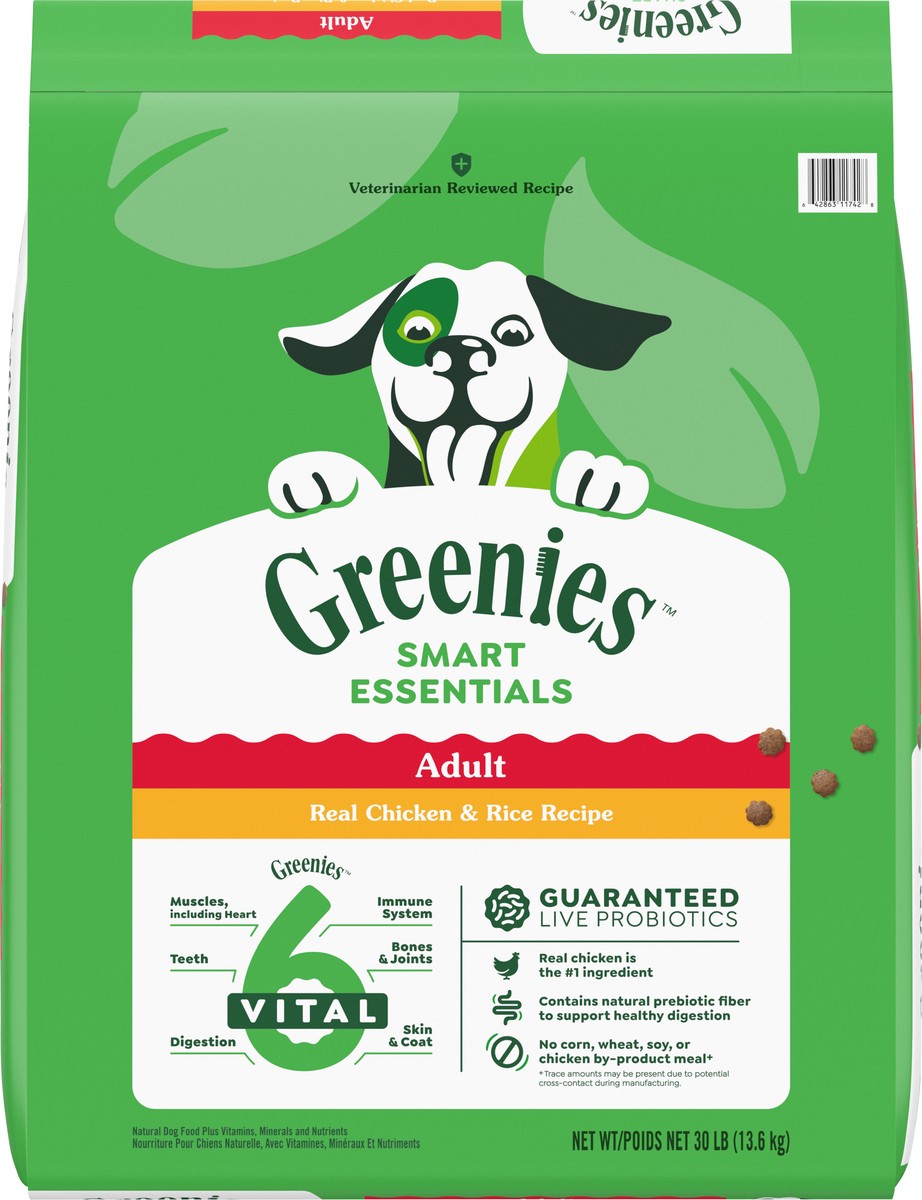 slide 2 of 16, Greenies Smart Essentials Adult High Protein Dry Dog Food Real Chicken & Rice Recipe, 30 lb. Bag, 30 lb
