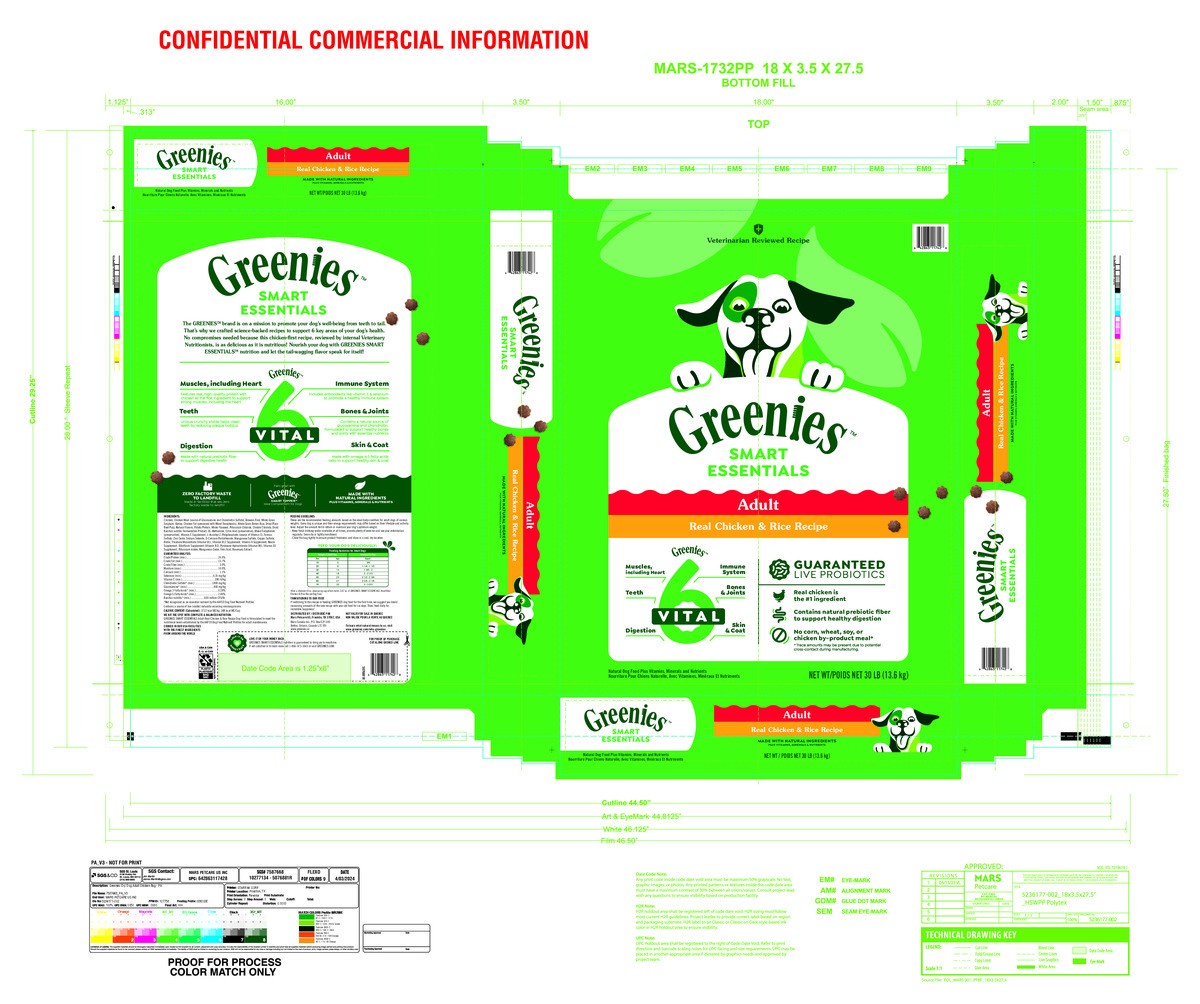 slide 3 of 16, Greenies Smart Essentials Adult High Protein Dry Dog Food Real Chicken & Rice Recipe, 30 lb. Bag, 30 lb