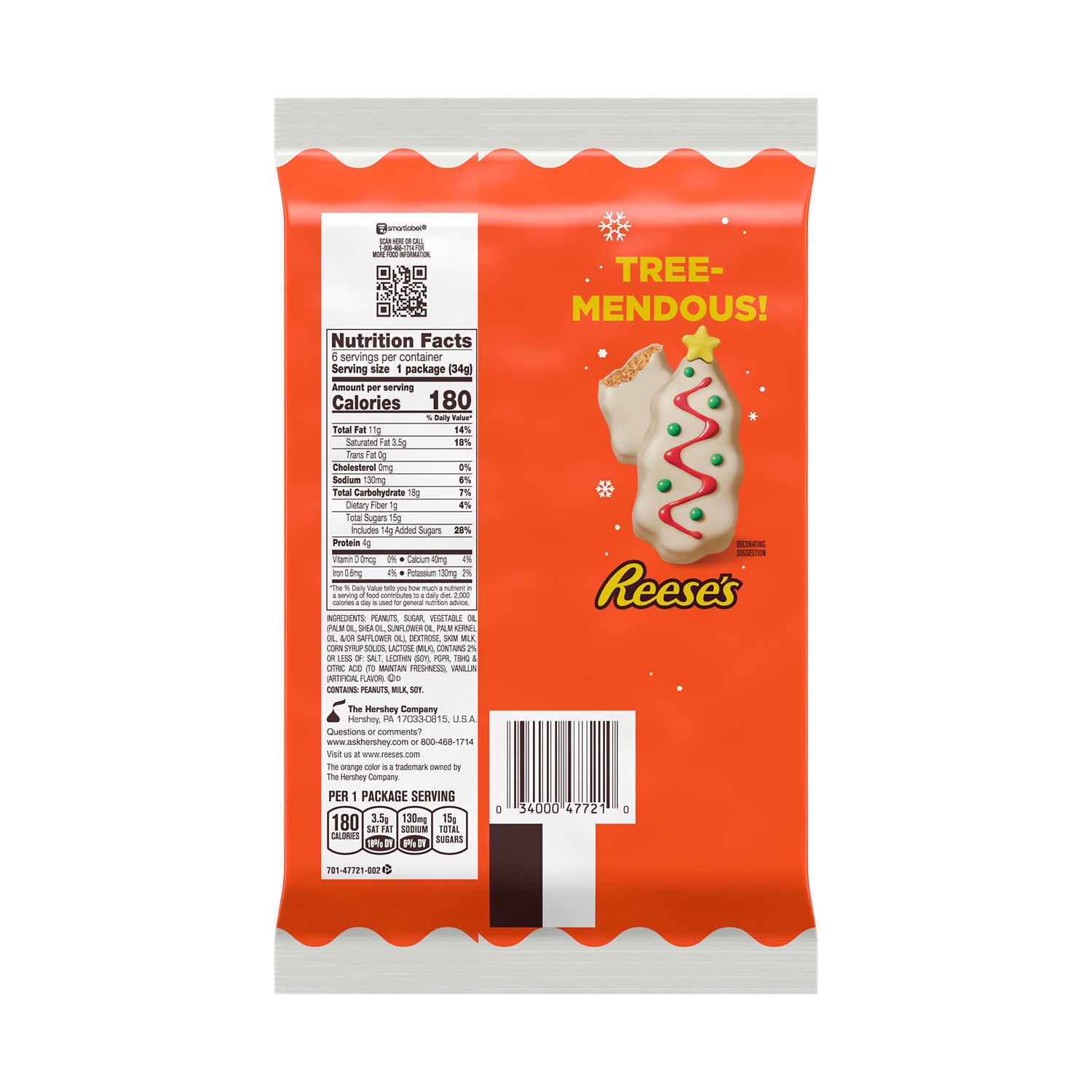 slide 6 of 8, Reese's White Creme Peanut Butter Trees, Christmas Candy Packs, 1.2 oz (6 Count), 1.2 oz