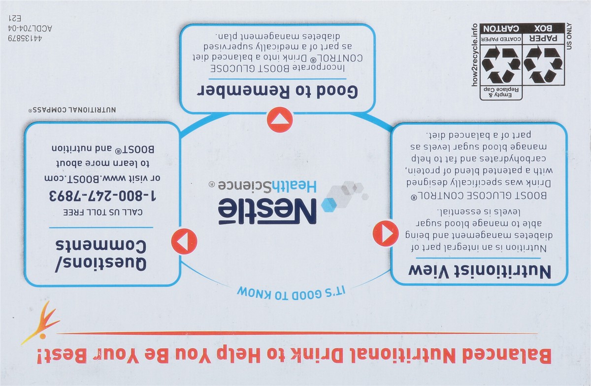 slide 6 of 9, Boost Glucose Control Nutritional Drink, Rich Chocolate, 16 g Protein, 6 - 8 fl oz Cartons, 6 ct; 8 fl oz
