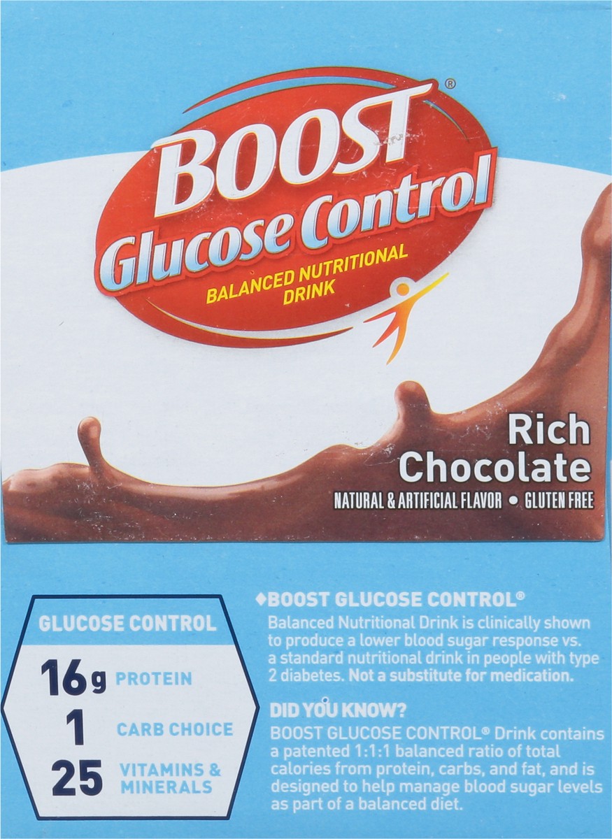 slide 2 of 9, Boost Glucose Control Nutritional Drink, Rich Chocolate, 16 g Protein, 6 - 8 fl oz Cartons, 6 ct; 8 fl oz