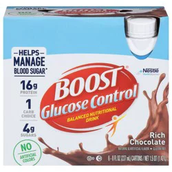 Boost Glucose Control Rich Chocolate Balanced Nutritional Drink 6 - 8 fl oz Cartons