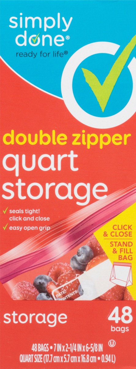 slide 1 of 16, Simply Done Quart Size Double Zipper Storage Bags 48 ea, 48 ct