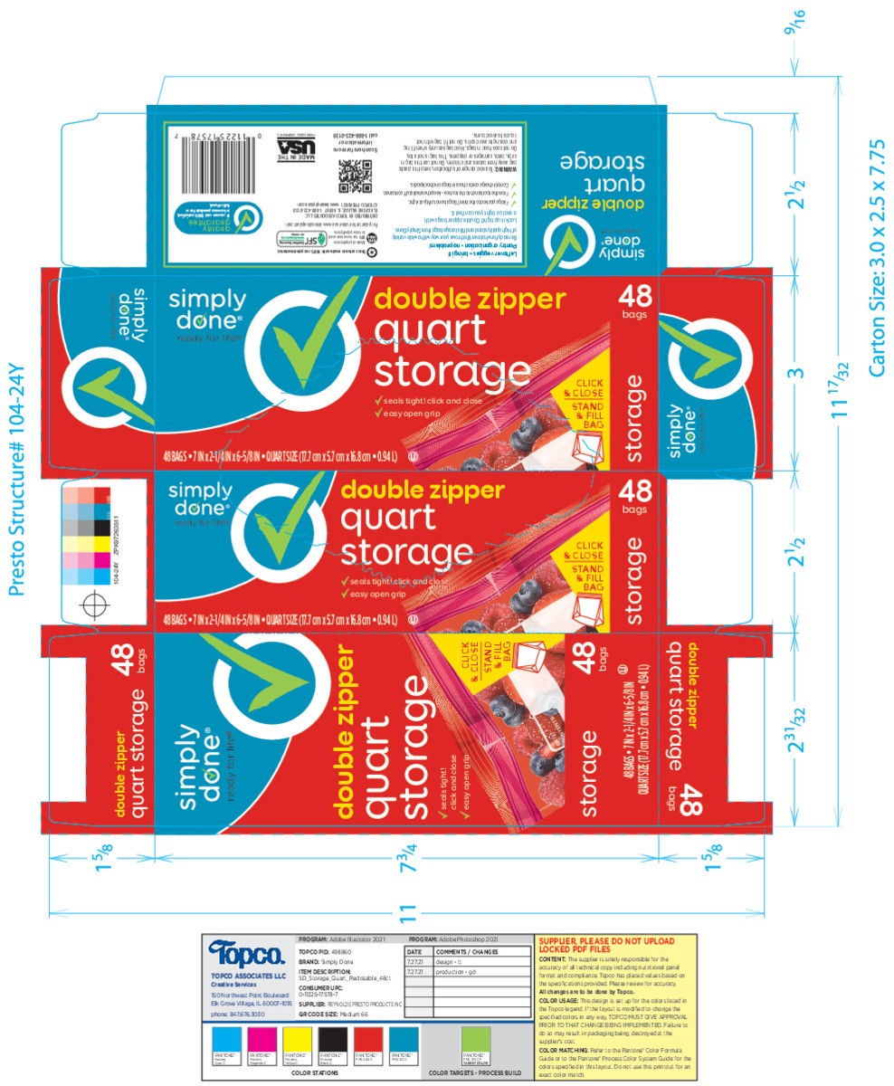 slide 14 of 16, Simply Done Quart Size Double Zipper Storage Bags 48 ea, 48 ct