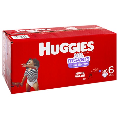 slide 1 of 1, Huggies Little Movers Diapers Size 6 Huge, 88 ct