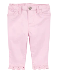 Oshkosh Baby Woven Embroidered Hem Pants Pink 6M