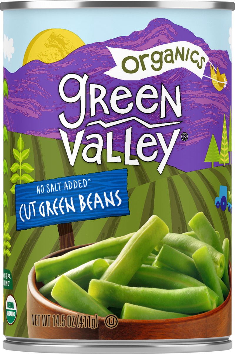 slide 4 of 5, Green Valley Organics Organic Cut Green Beans, 14.5 oz