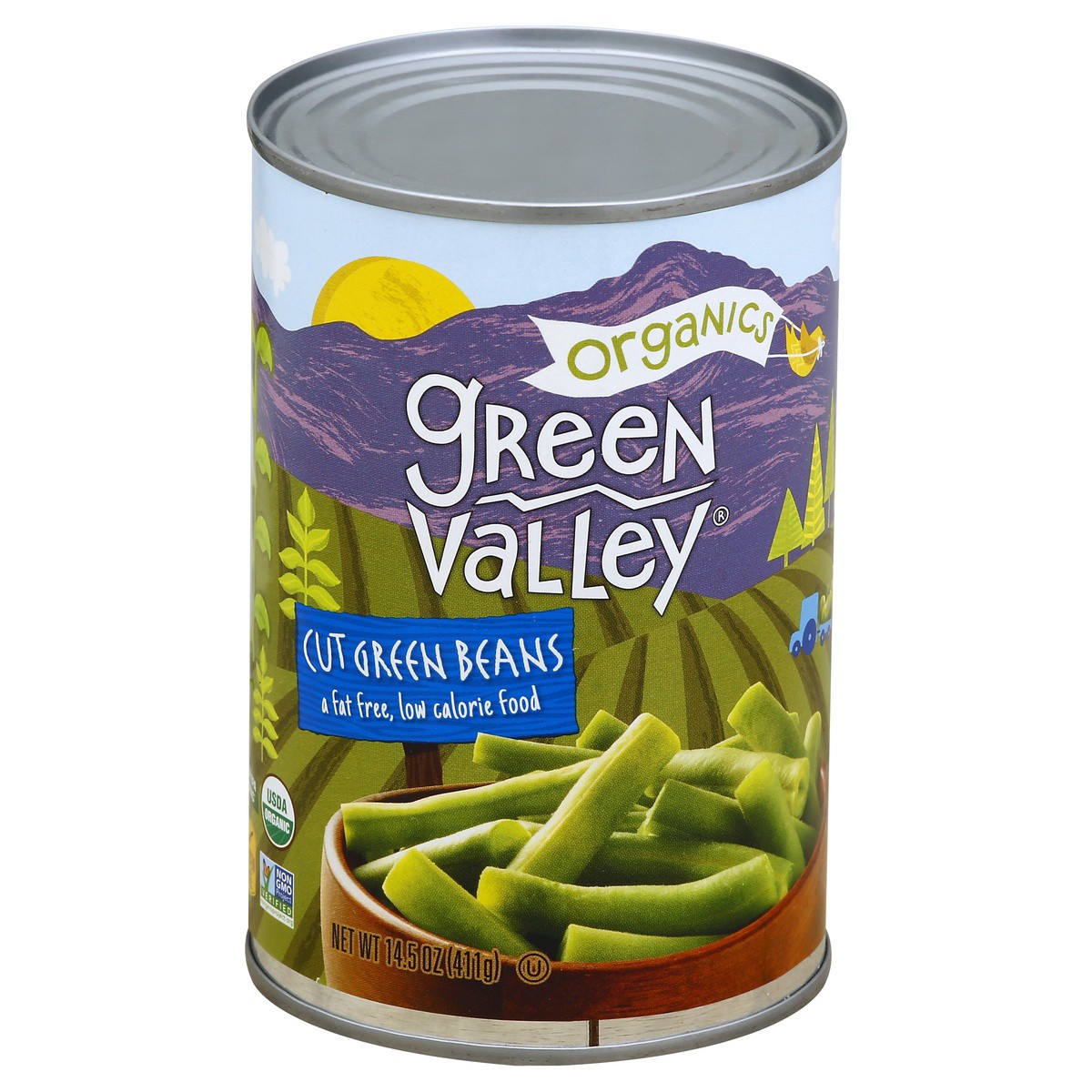 slide 1 of 5, Green Valley Organics Organic Cut Green Beans, 14.5 oz