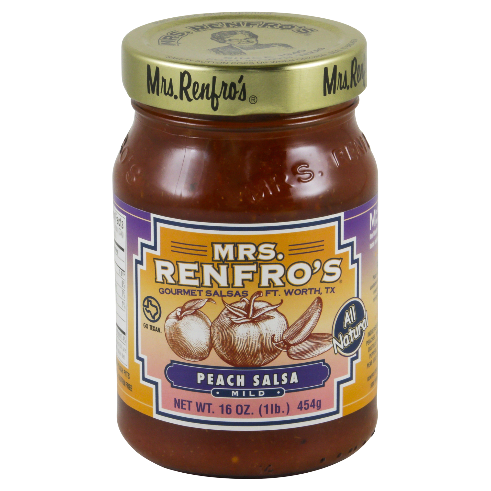 slide 1 of 4, Mrs. Renfro's Mild Peach Salsa 16 oz, 16 oz