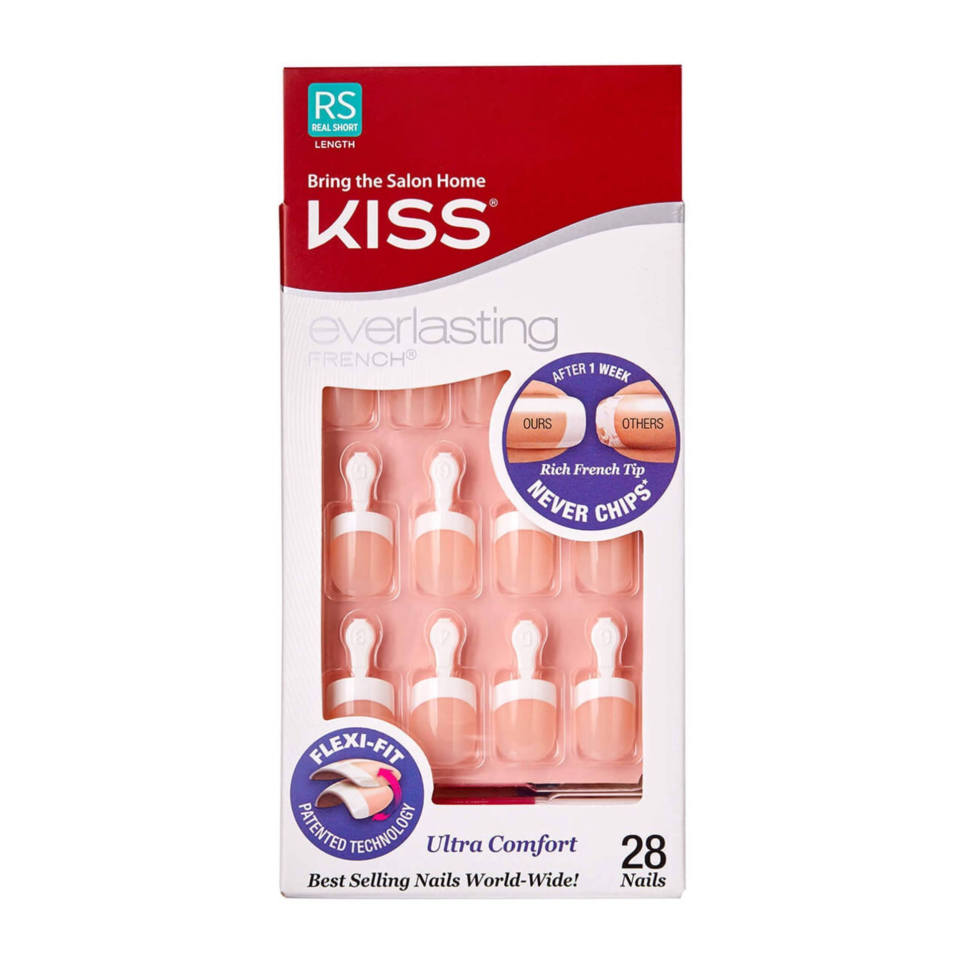 slide 1 of 6, Kiss Nails Everlasting French Manicure Fake Nails - Endless, 28 ct