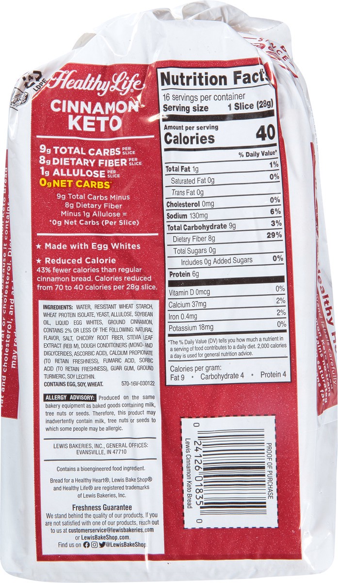 slide 8 of 9, Healthy Life Cinnamon Keto Bread 16 oz, 16 oz