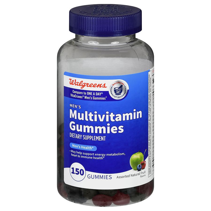 slide 1 of 5, Walgreens Men's Multivitamin Gummies Assorted Natural Fruit, 150 ct