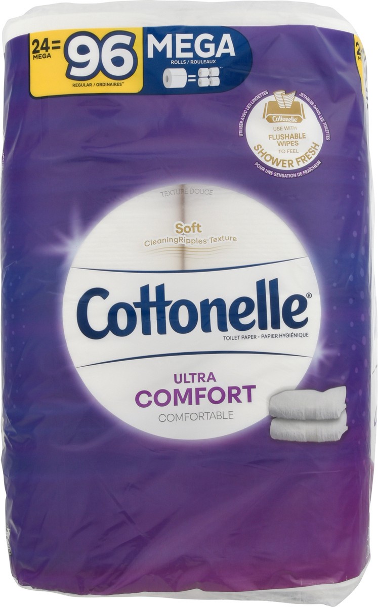 slide 4 of 8, Cottonelle Ultra Comfort Toilet Paper, Strong Toilet Tissue, 24 Mega Rolls (24 Mega Rolls = 96 Regular Rolls), 268 Sheets per Roll, 24 ct