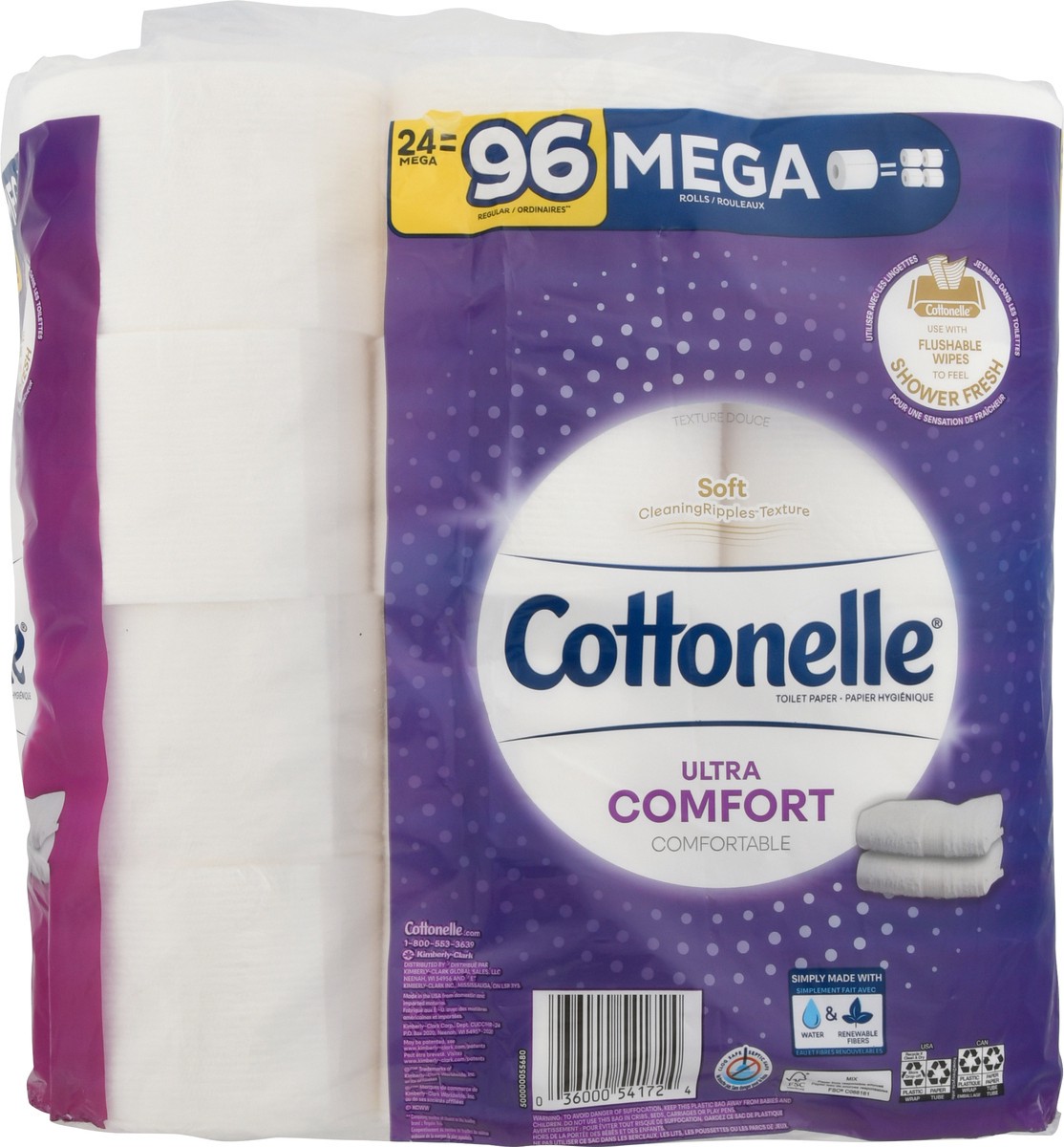 slide 3 of 8, Cottonelle Ultra Comfort Toilet Paper, Strong Toilet Tissue, 24 Mega Rolls (24 Mega Rolls = 96 Regular Rolls), 268 Sheets per Roll, 24 ct