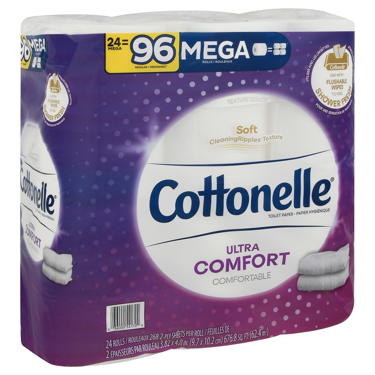 slide 8 of 8, Cottonelle Ultra Comfort Toilet Paper, Strong Toilet Tissue, 24 Mega Rolls (24 Mega Rolls = 96 Regular Rolls), 268 Sheets per Roll, 24 ct