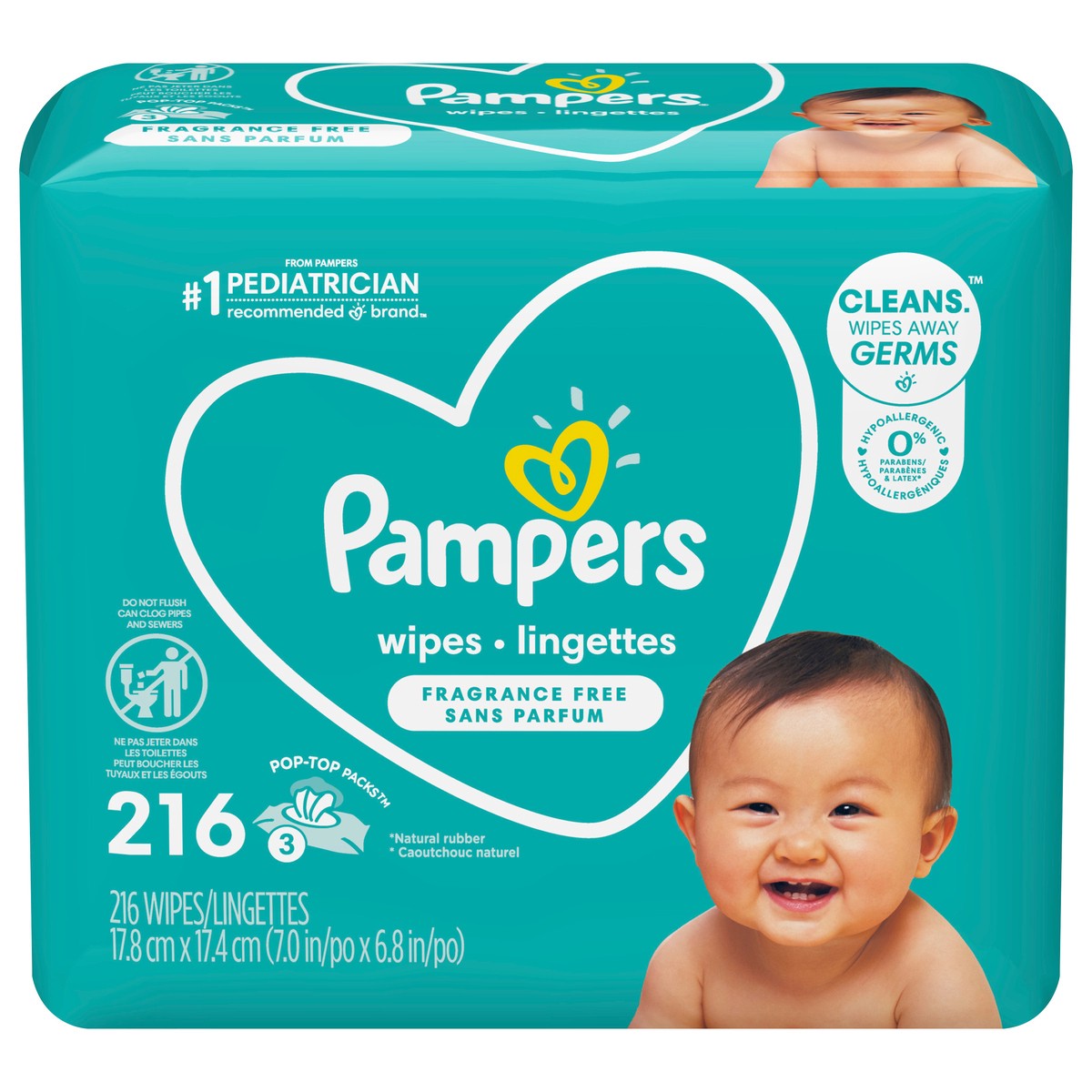 slide 1 of 4, Pampers Baby Wipes Fragrance Free 3X Pop-Top  216 Count, 216 ct
