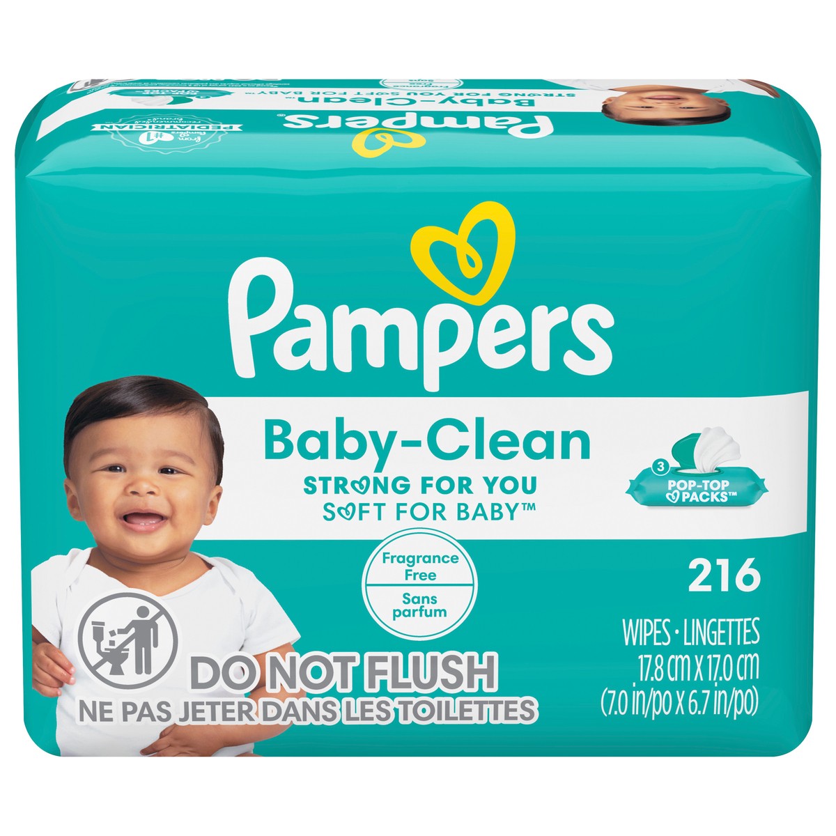 slide 1 of 4, Pampers Baby Wipes Fragrance Free 3X Pop-Top Packs 216 Count, 216 ct