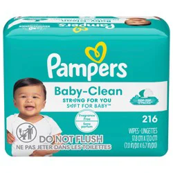 Pampers Baby Wipes Fragrance Free 3X Pop-Top Packs 216 Count