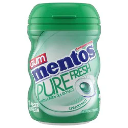 Mentos Pure Fresh Spearmint Flavored Sugar Free Chewing Gum with Xylitol Nano Bottle - 10ct