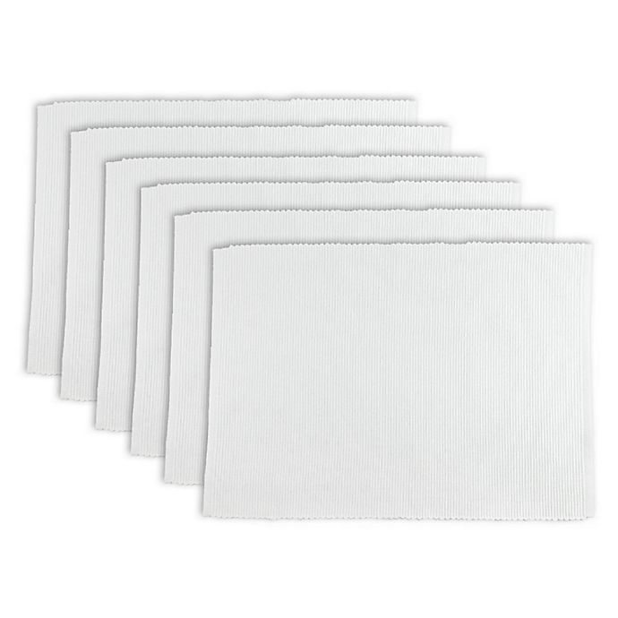 slide 1 of 1, Design Imports Ribbed Cotton Placemats - White, 6 ct