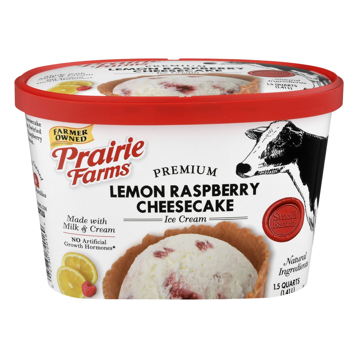 slide 1 of 9, Prairie Farms Premium Lemon Raspberry Cheesecake Ice Cream 1.5 qt, 1.5 qt