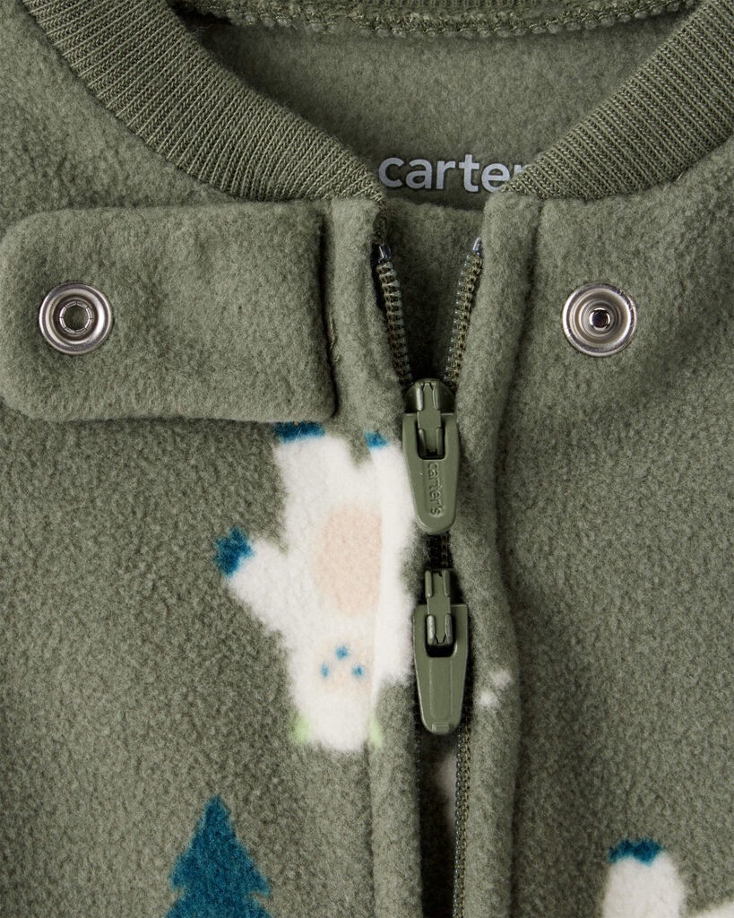 slide 2 of 4, Carter's Carters Baby Boy Yeti Fleece Loose Fit 2-Way Zip Sleep & Play Pajamas - Green Olive 9M, 1 ct