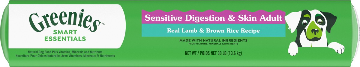 slide 5 of 16, Greenies Smart Essentials Sensitive Digestion & Skin Adult Dry Dog Food Real Lamb & Brown Rice Recipe, 30 lb. Bag, 30 lb