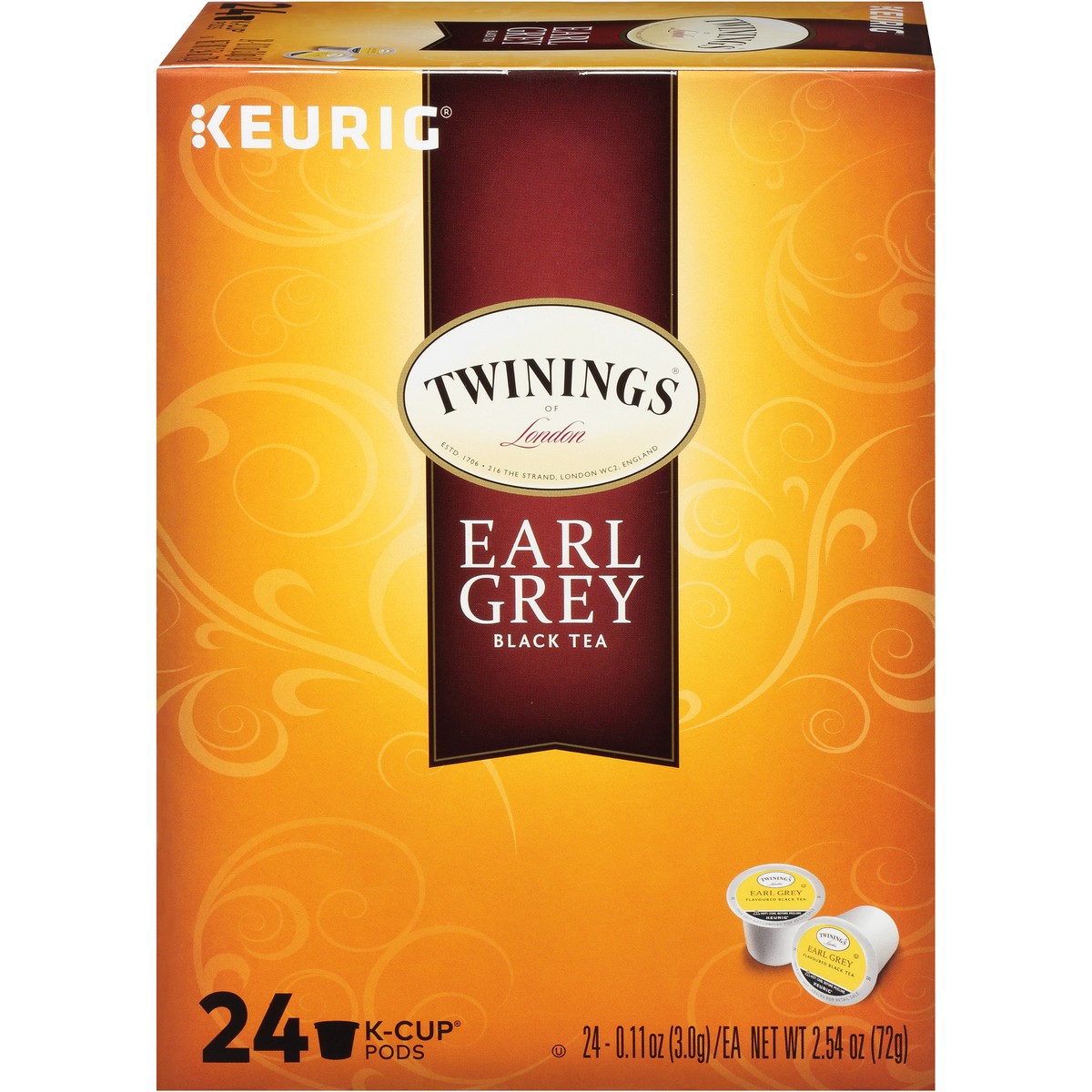 slide 2 of 12, Twinings of London Earl Grey Black Tea 24 ct K-Cup Pods 2.54 oz. Box, pack 24