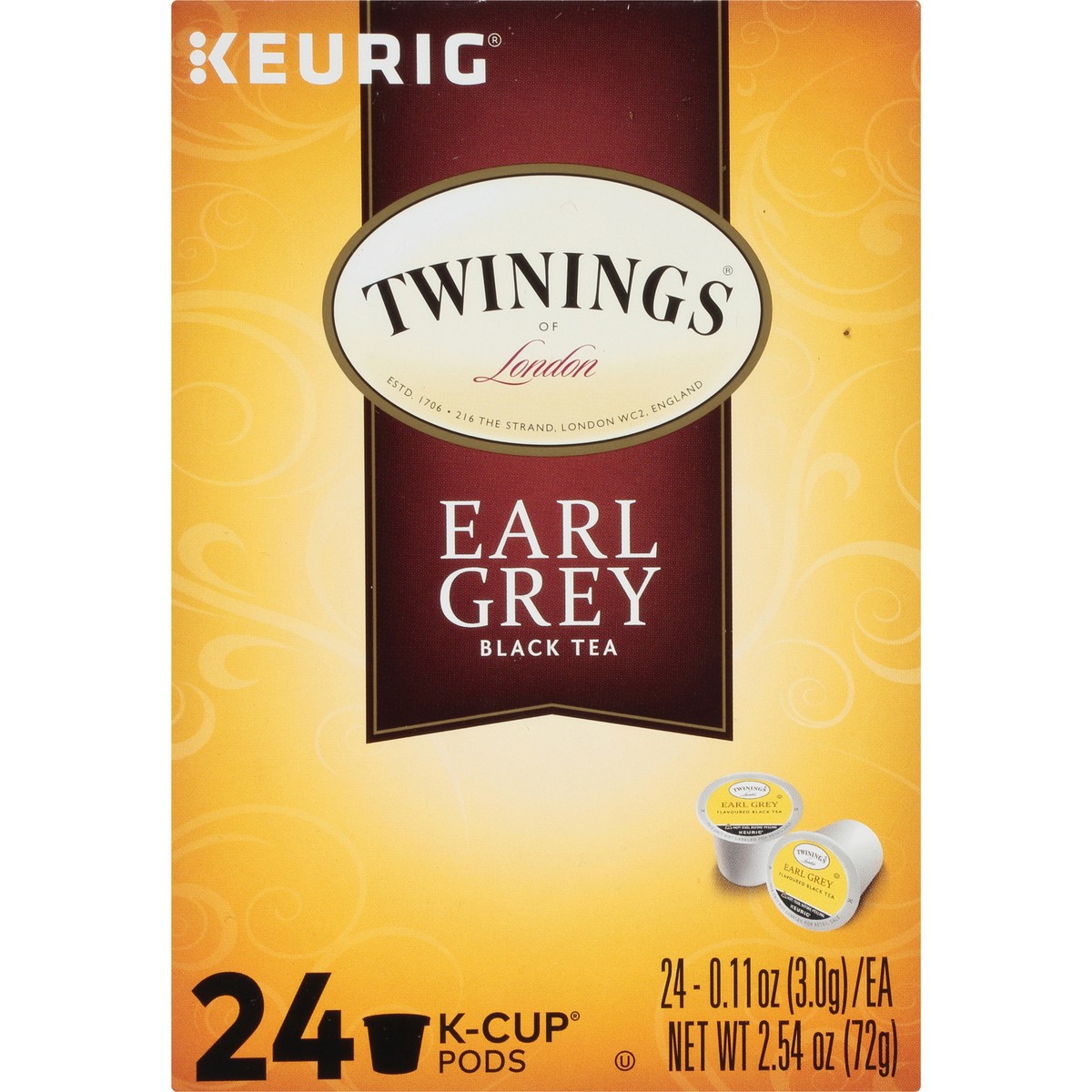 slide 12 of 12, Twinings of London Earl Grey Black Tea 24 ct K-Cup Pods 2.54 oz. Box, pack 24