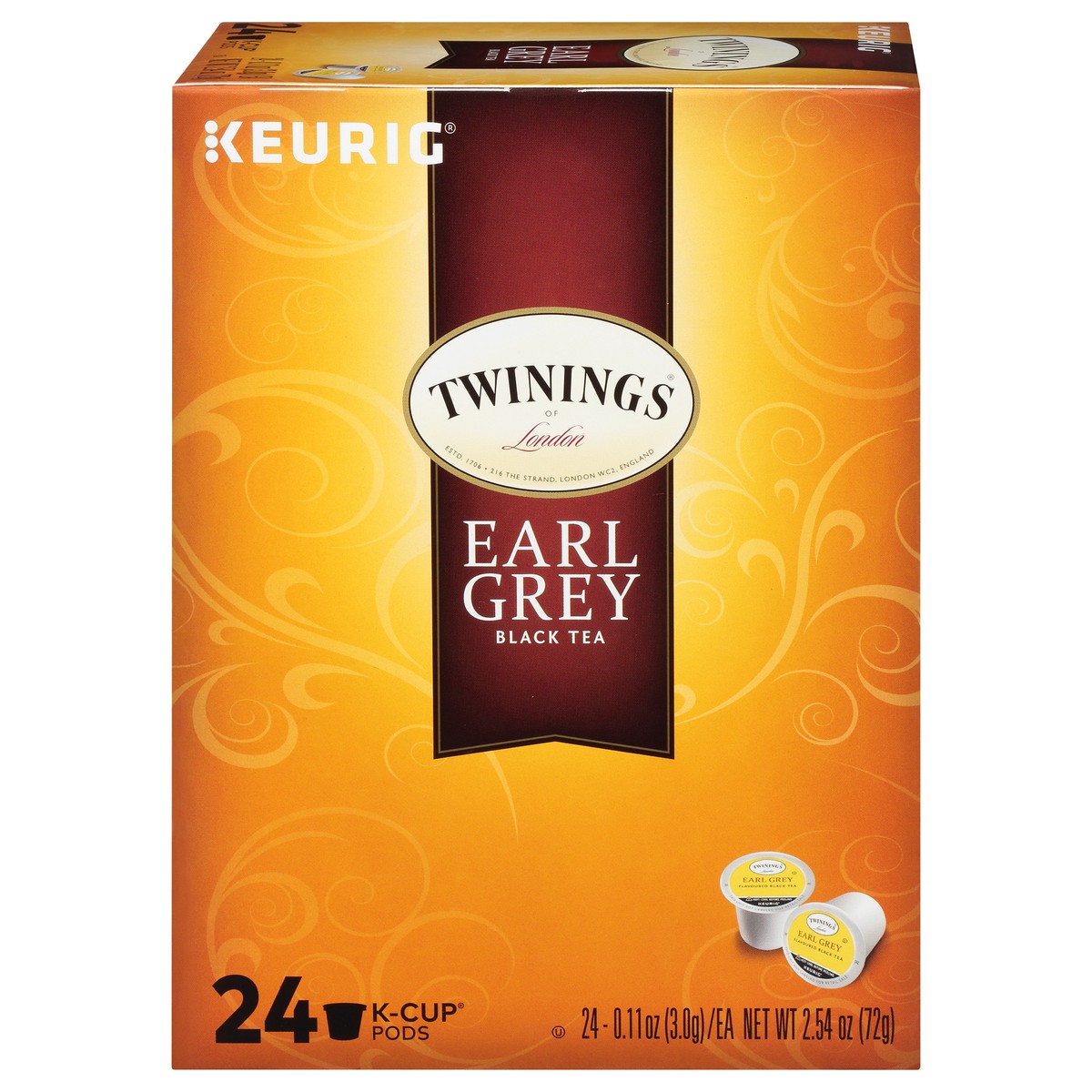 slide 5 of 12, Twinings of London Earl Grey Black Tea 24 ct K-Cup Pods 2.54 oz. Box, pack 24