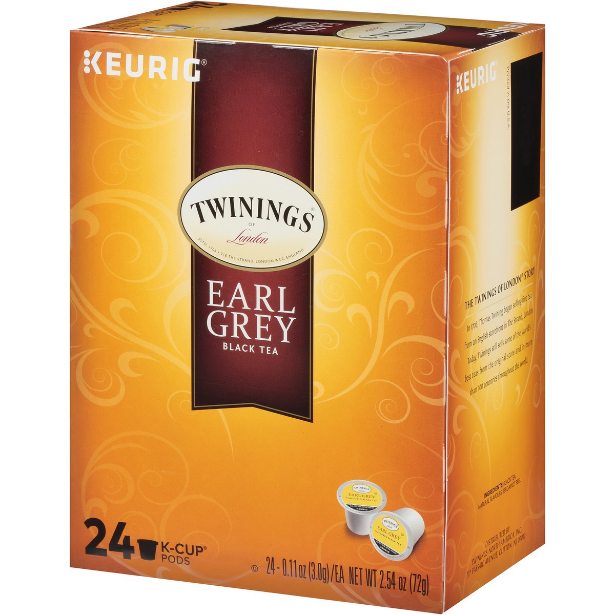 slide 8 of 12, Twinings of London Earl Grey Black Tea 24 ct K-Cup Pods 2.54 oz. Box, pack 24