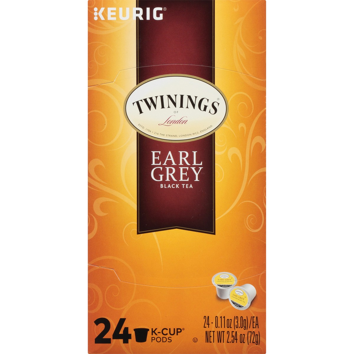 slide 11 of 12, Twinings of London Earl Grey Black Tea 24 ct K-Cup Pods 2.54 oz. Box, pack 24