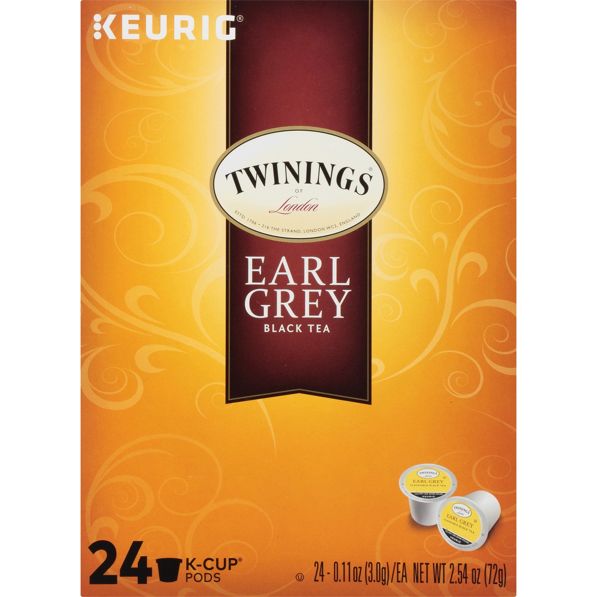 slide 1 of 12, Twinings of London Earl Grey Black Tea 24 ct K-Cup Pods 2.54 oz. Box, pack 24