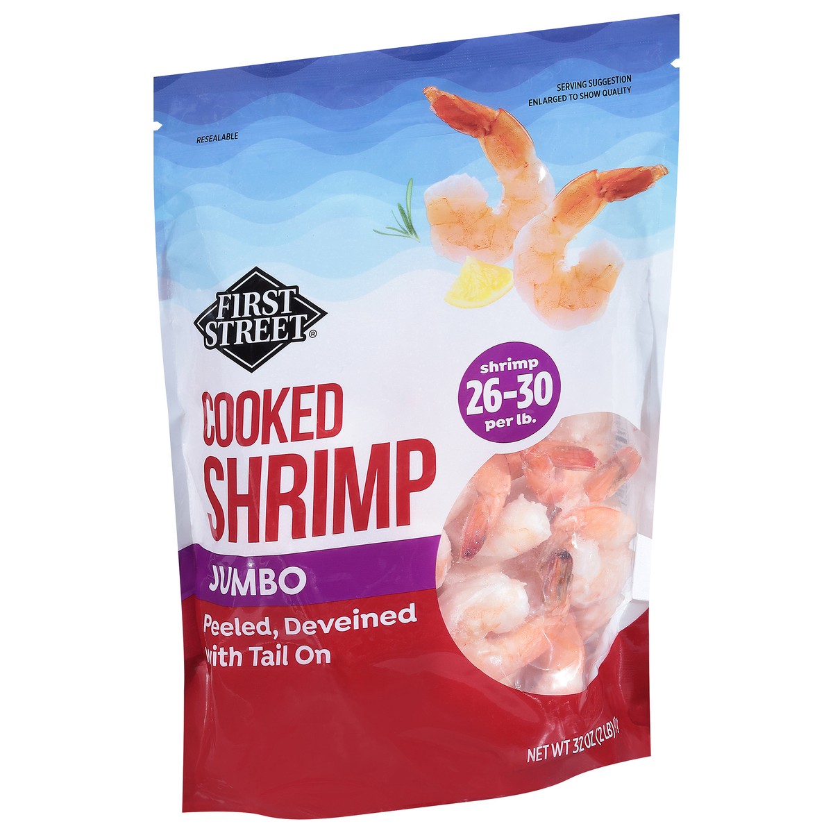 slide 2 of 14, First Street 26/30 Cooked Tail On Shrimp, 2 lb