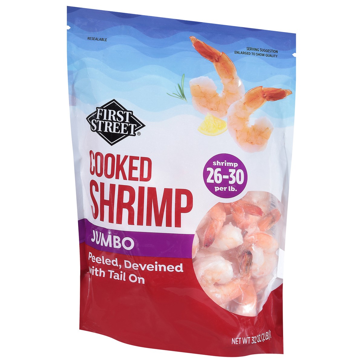 slide 7 of 14, First Street 26/30 Cooked Tail On Shrimp, 2 lb