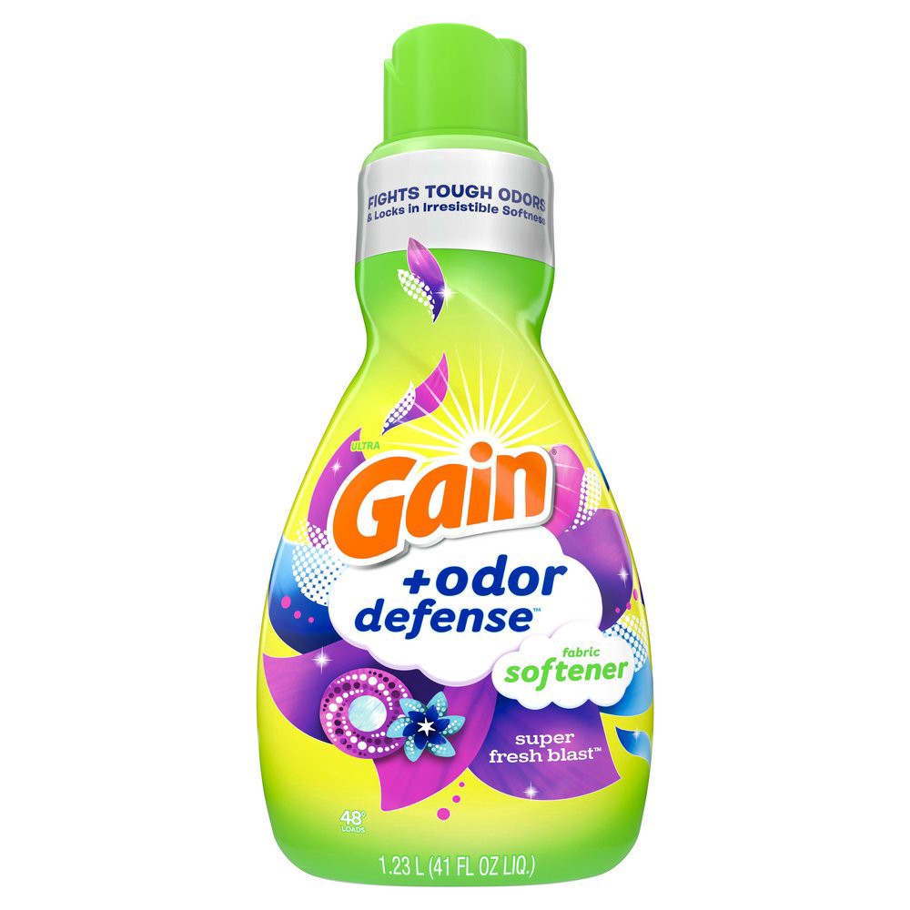 slide 1 of 1, Gain Odor Defense Super Fresh Blast Liquid Fabric Softener 48 Loads, 41 oz