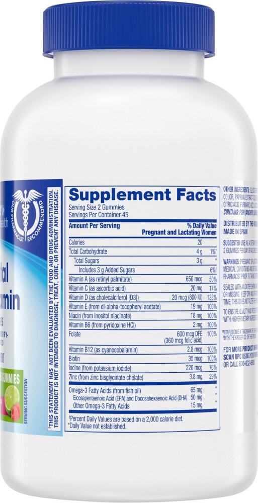 slide 3 of 4, Kroger Health Prenatal Mutlivitamin Raspberry-Lime Gummies, 90 ct