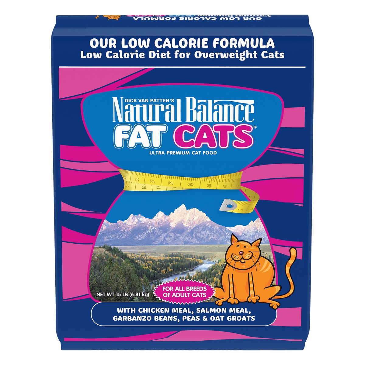 slide 1 of 5, Natural Balance Fat Cats Ultra Premium With Chicken Meal, Salmon Meal, Garbanzo Beans, Peas & Oat Groats Cat Food 15 lb, 15 lb