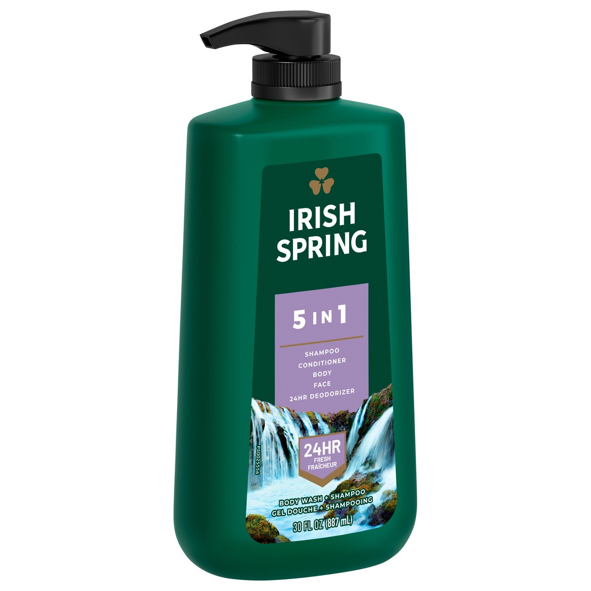 slide 4 of 8, Irish Spring 5 in 1 Body Wash for Men, Combines Shampoo, Conditioner, Body Wash, Face Wash, and 24-Hour Deodorizer, Cool Fresh Scent, 30 fl Oz. Pump Bottle, 30 fl oz