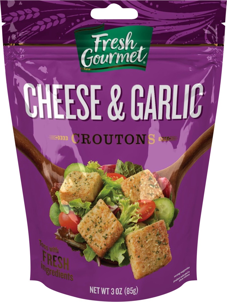 slide 4 of 6, Fresh Gourmet 3oz HMS Cheese & Garlic Croutons, Bag, 3 oz