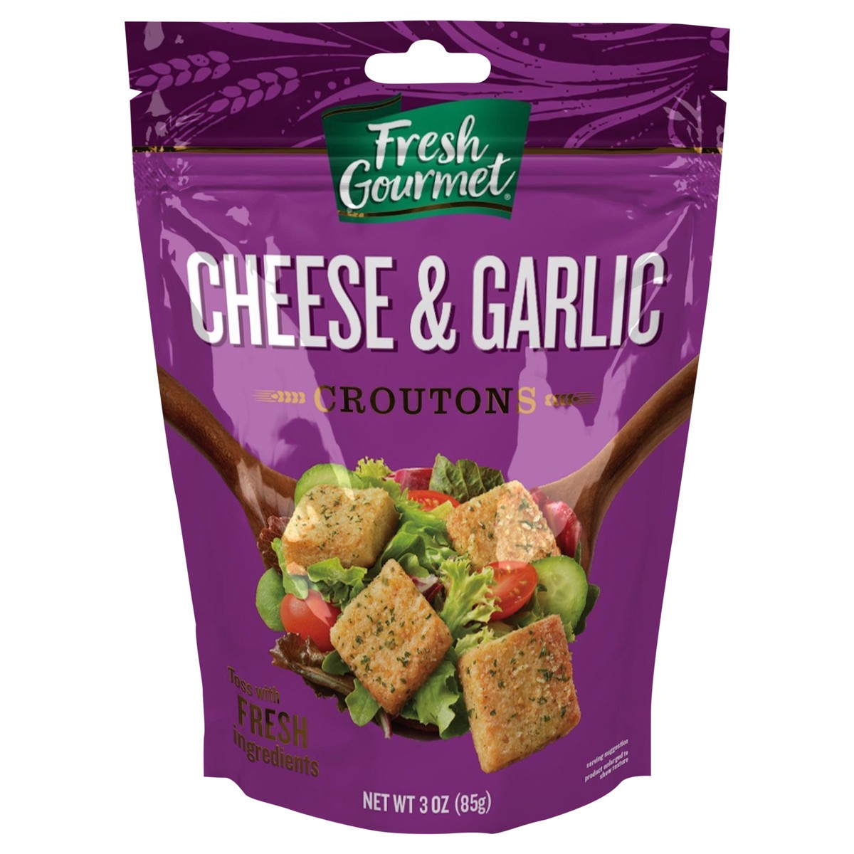 slide 1 of 6, Fresh Gourmet 3oz HMS Cheese & Garlic Croutons, Bag, 3 oz