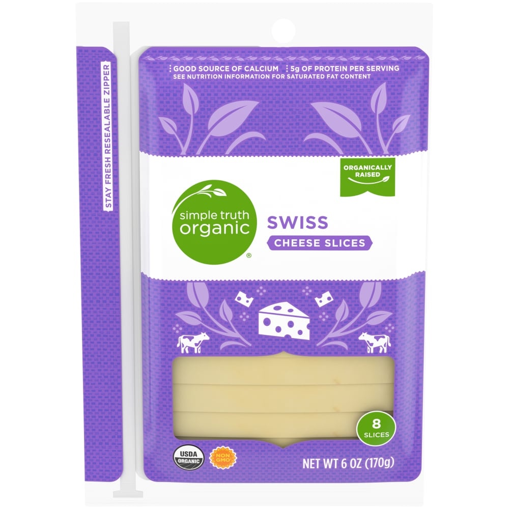 slide 1 of 1, Simple Truth Organic Swiss Cheese Slices, 6 oz